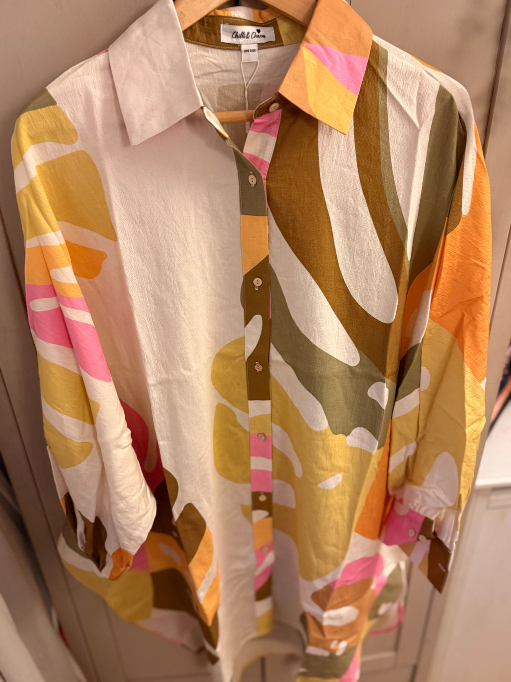 Oversized bright print shirt