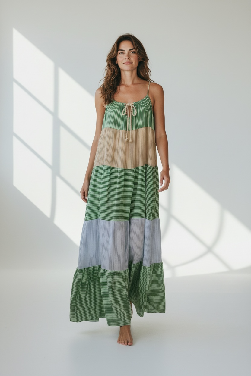 Maxi dress - Block colour stripes