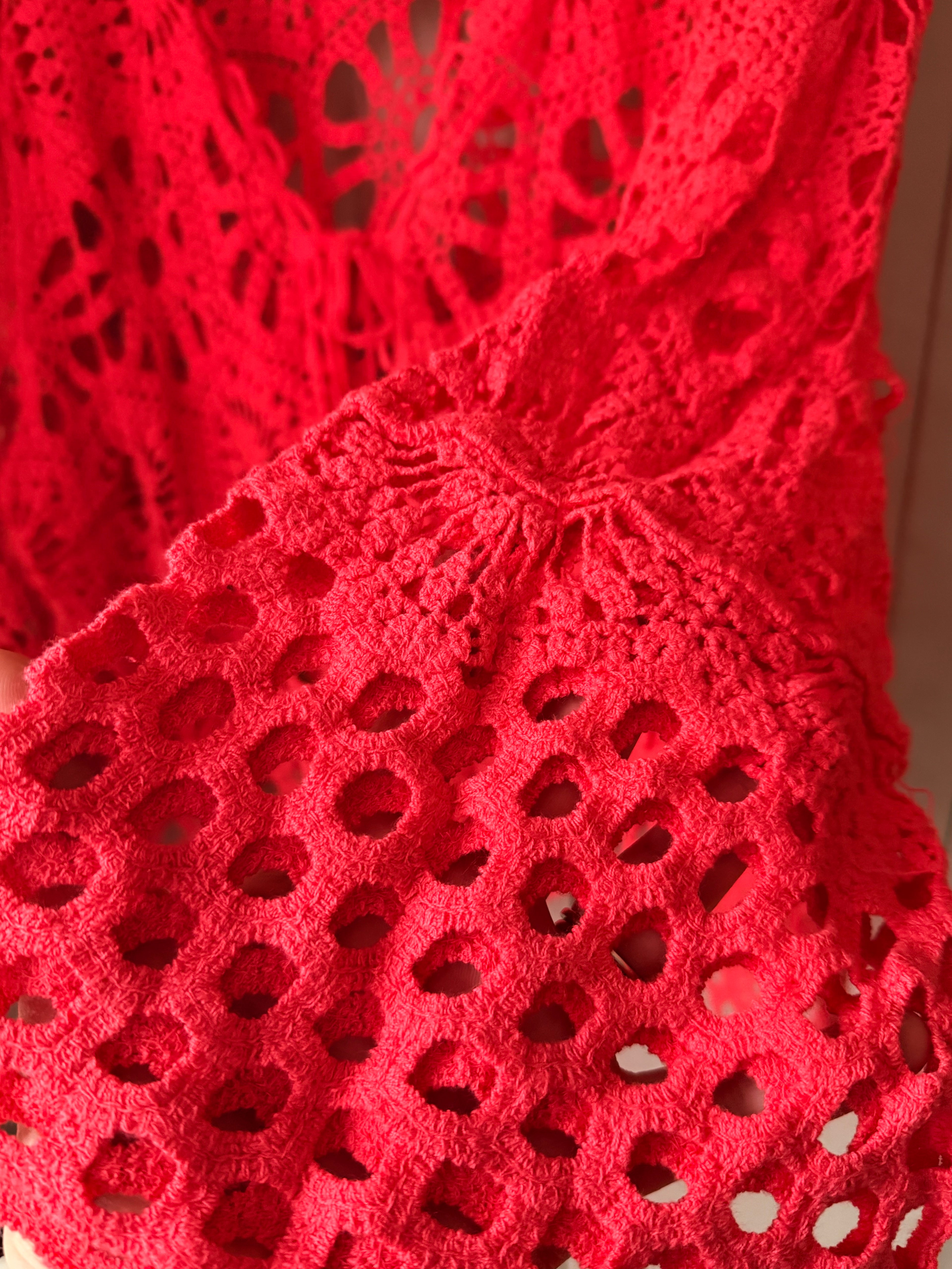 Coral long sleeve crochet cardigan