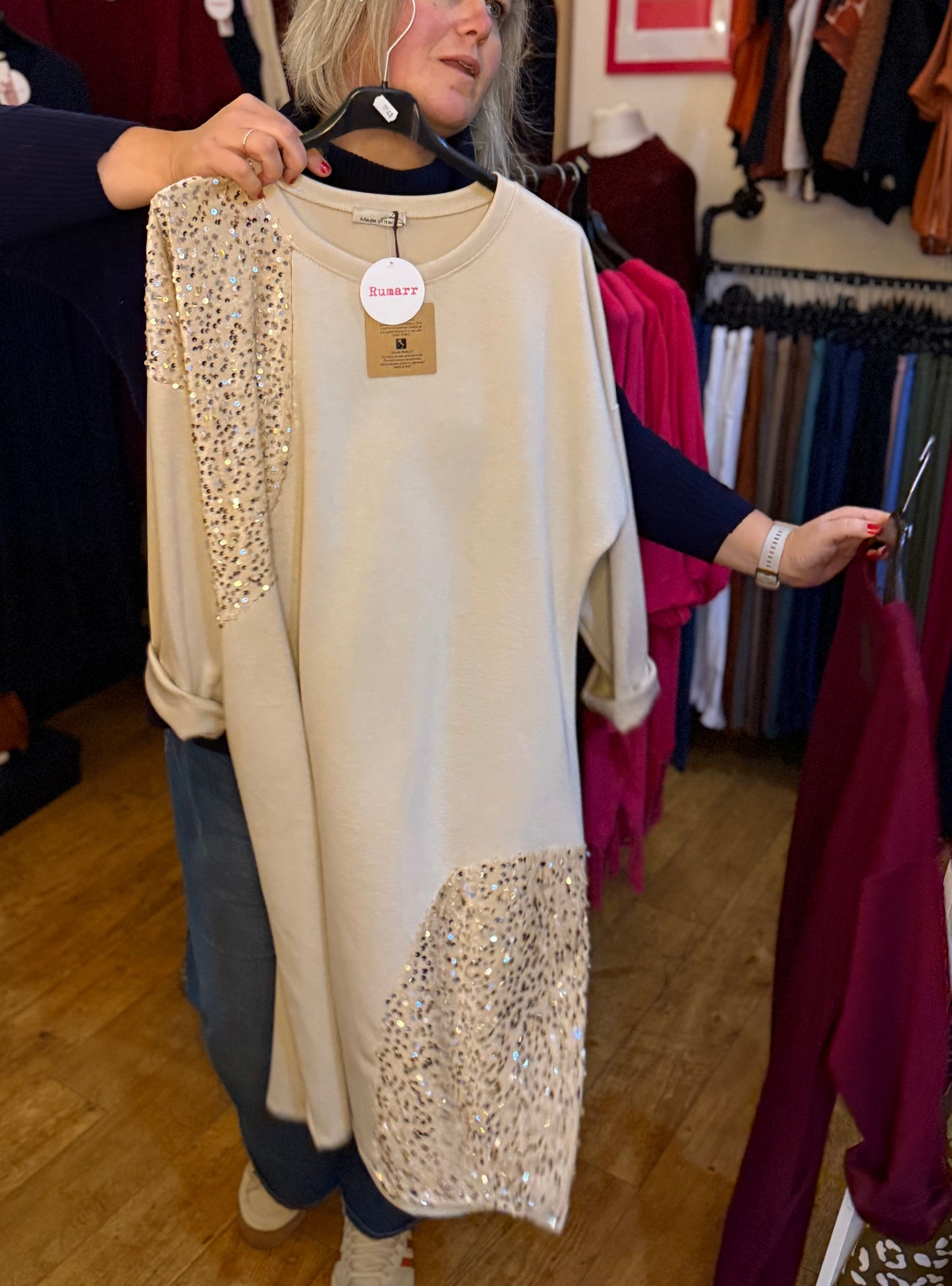 Sequin detail tunic dress