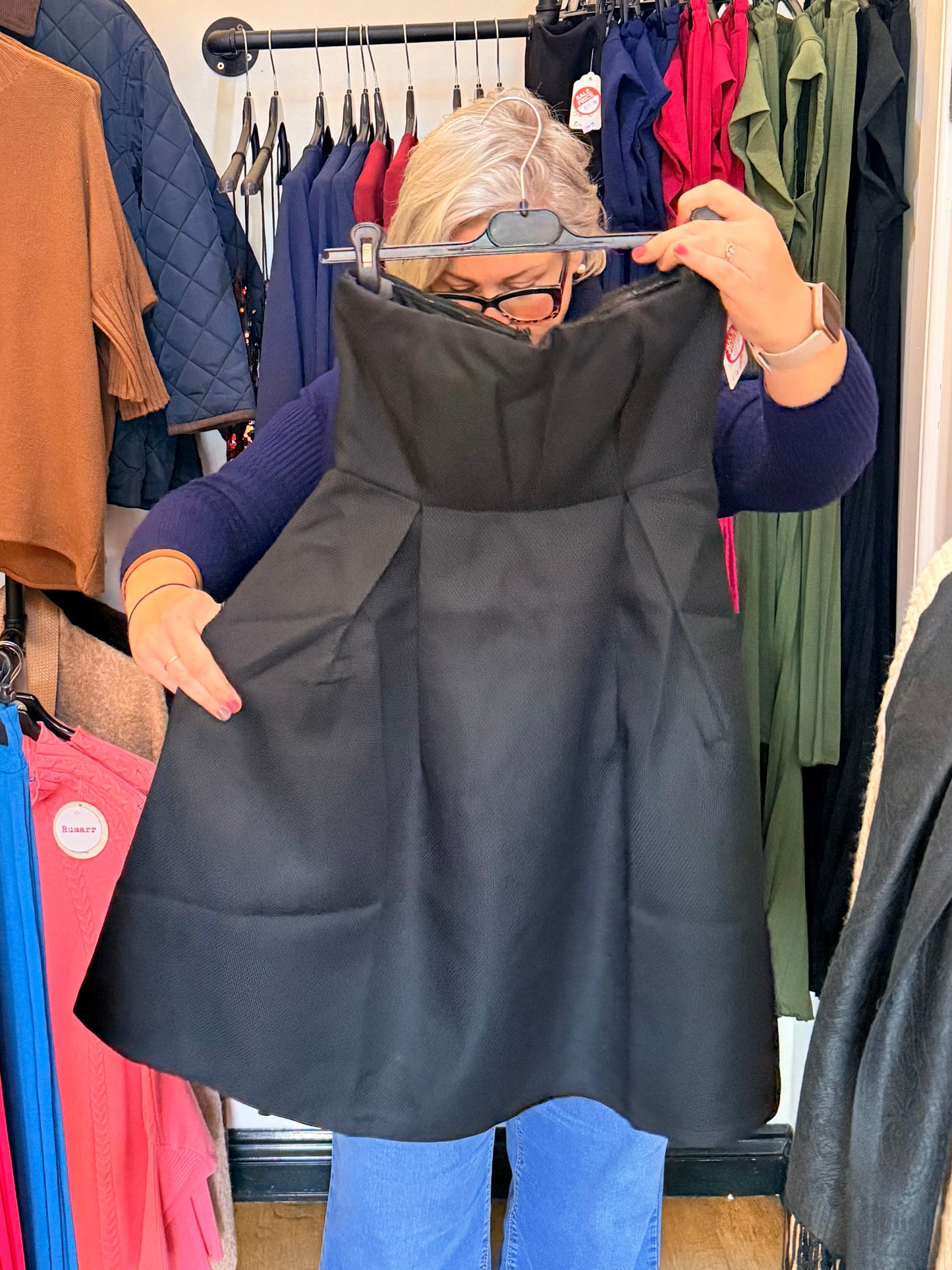 Black strapless dress