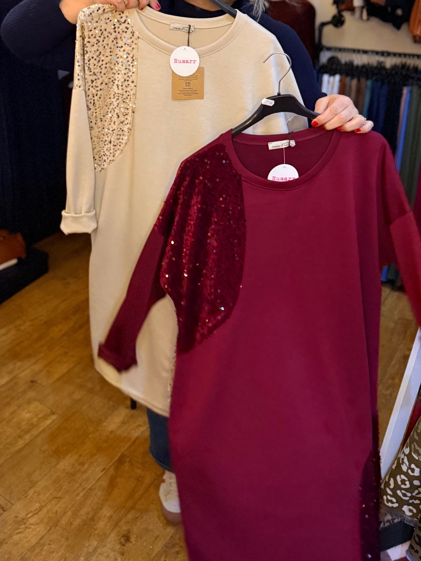 Sequin detail tunic dress