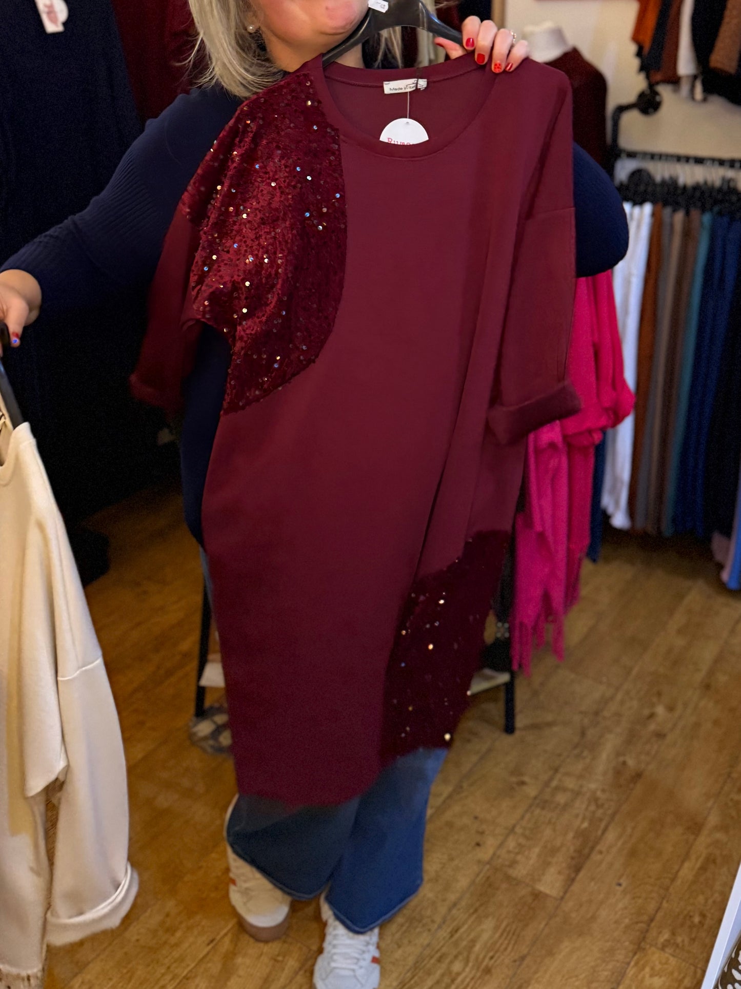 Sequin detail tunic dress