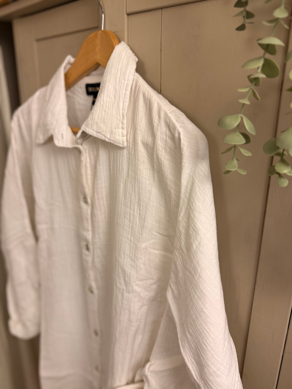 White oversized crinkle shirt
