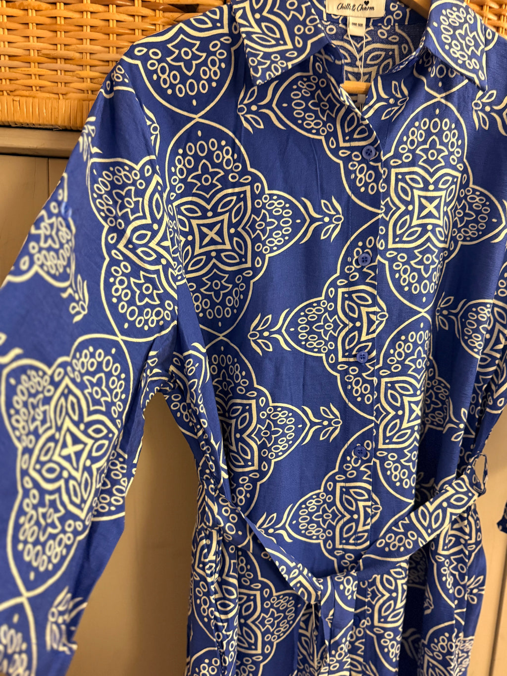 Aztec print shirt dress