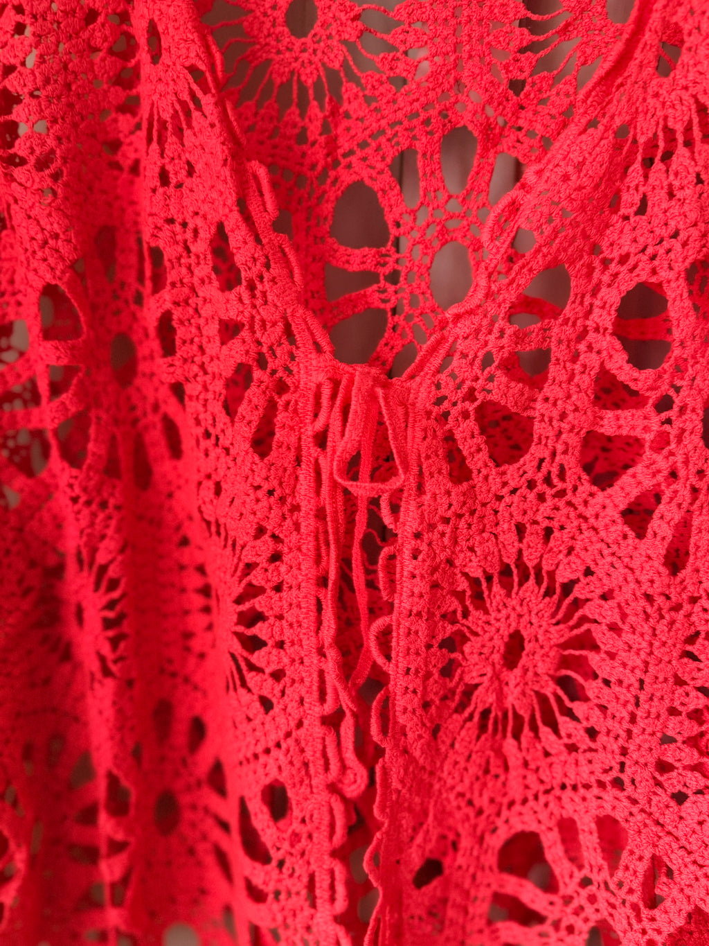 Coral long sleeve crochet cardigan