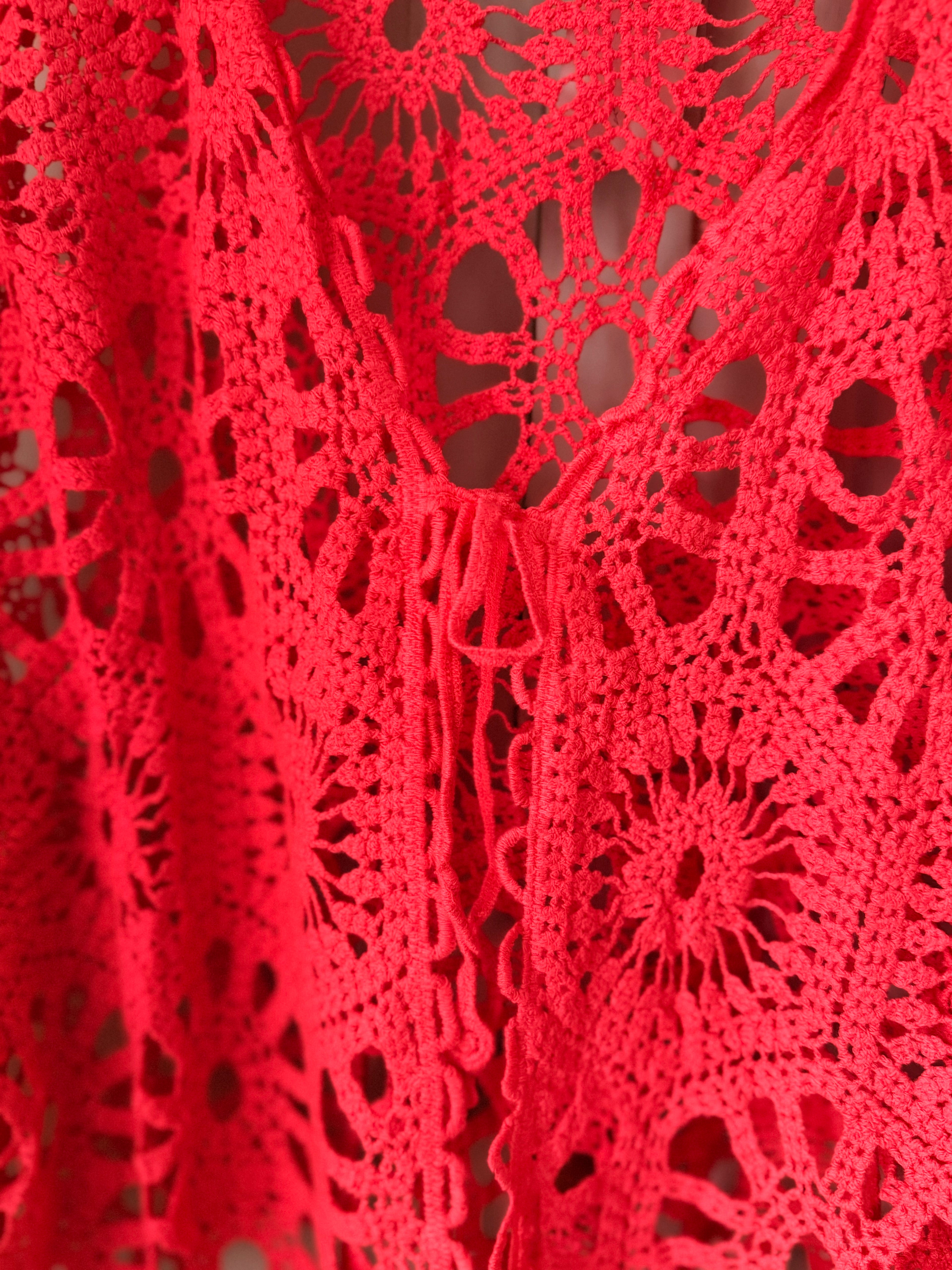 Coral long sleeve crochet cardigan