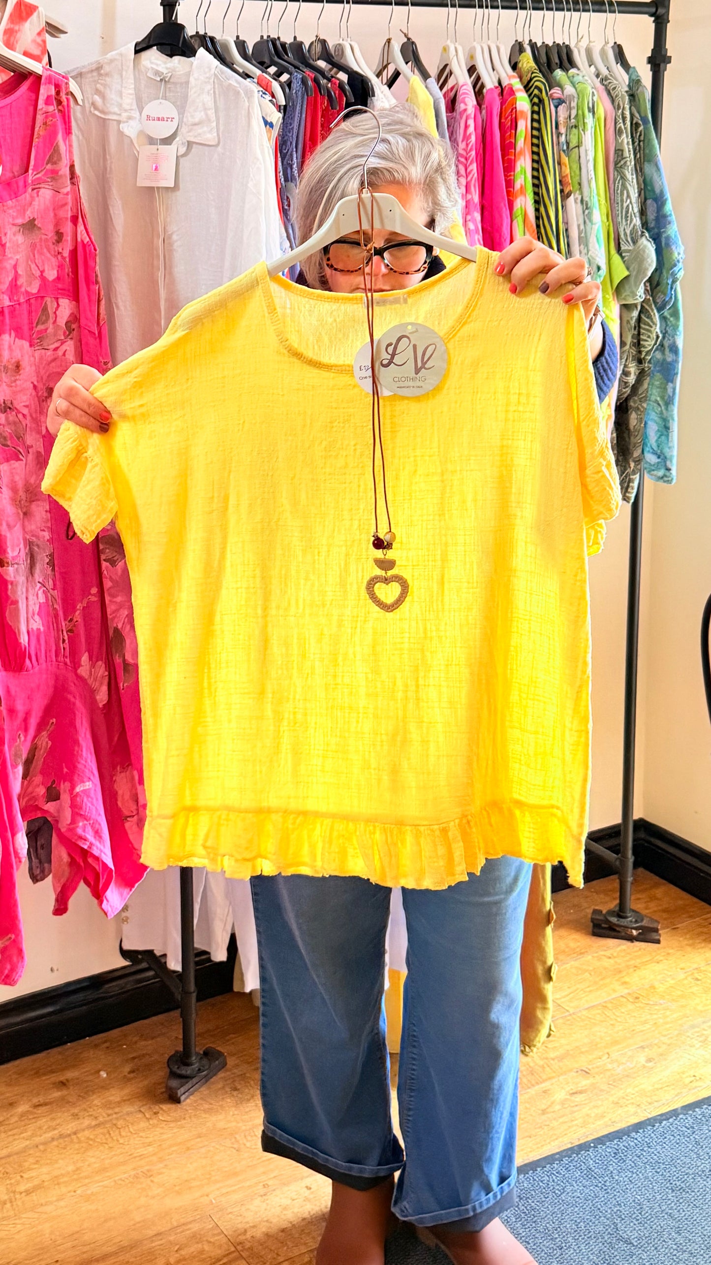 Yellow linen top