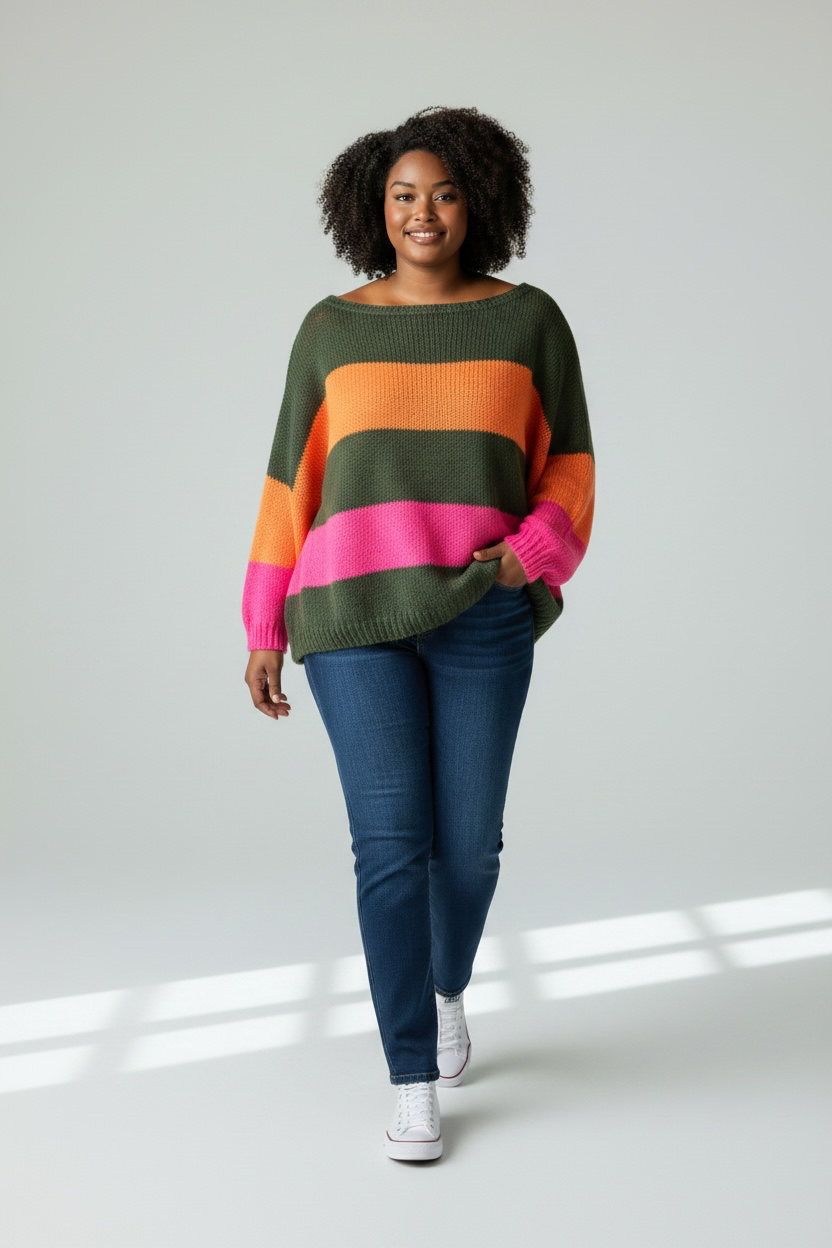 Boxy Bold stripe Jumper - One Size (fits 8-16)