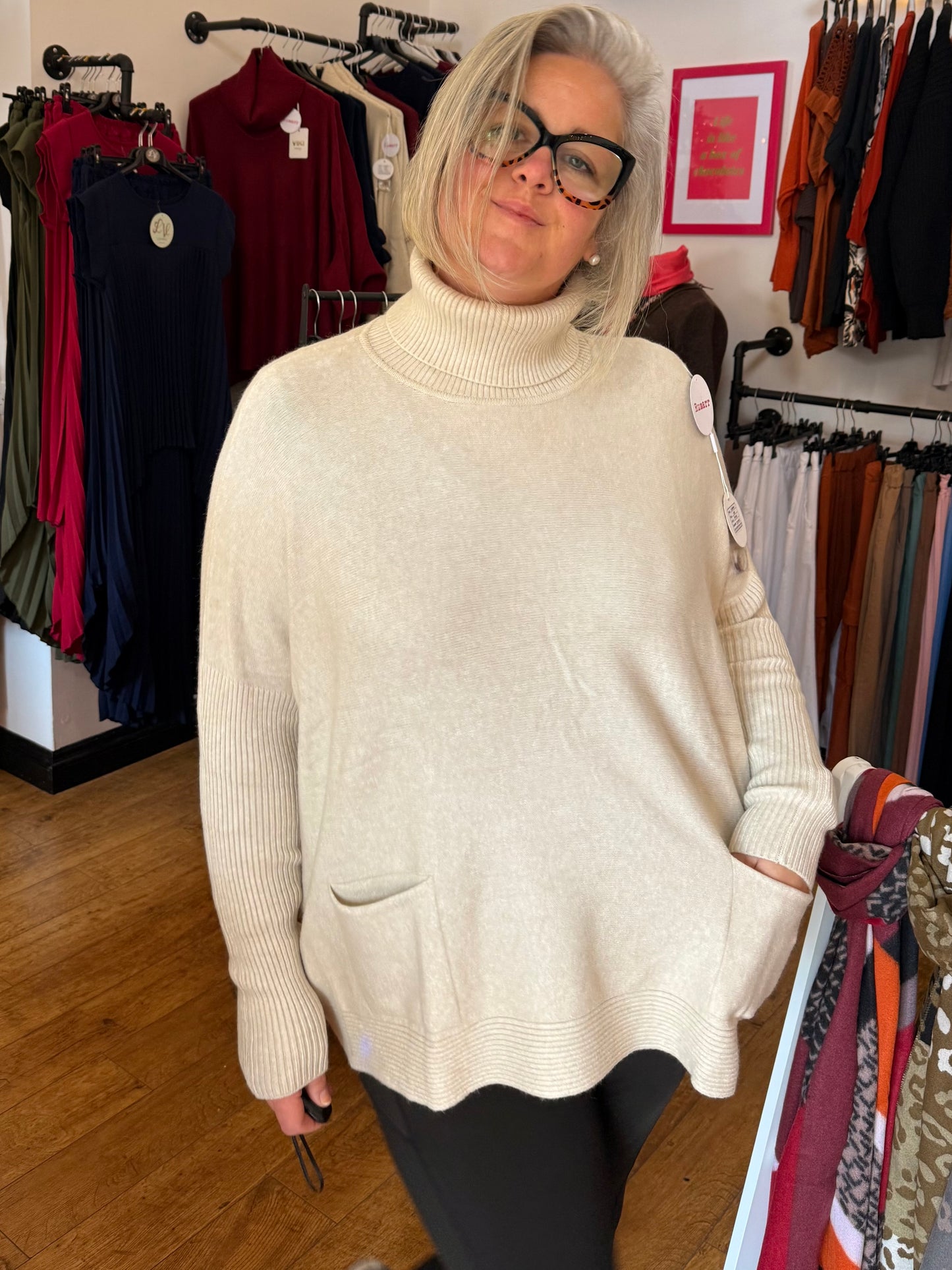 Italian soft knit roll neck