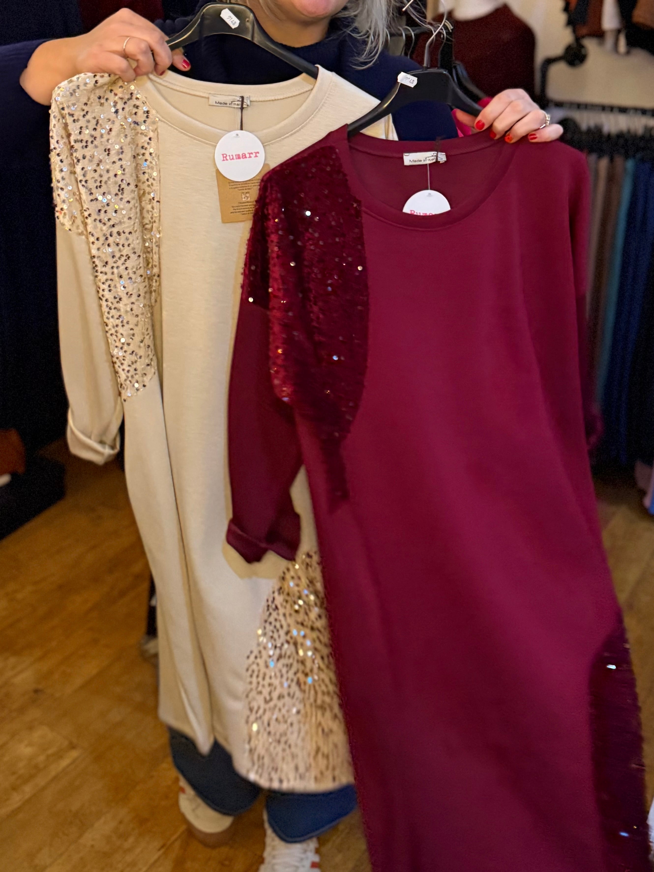 Sequin detail tunic dress