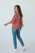 Two tone stripe tie back top
