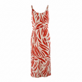 Orange leaf print Midaxi dress