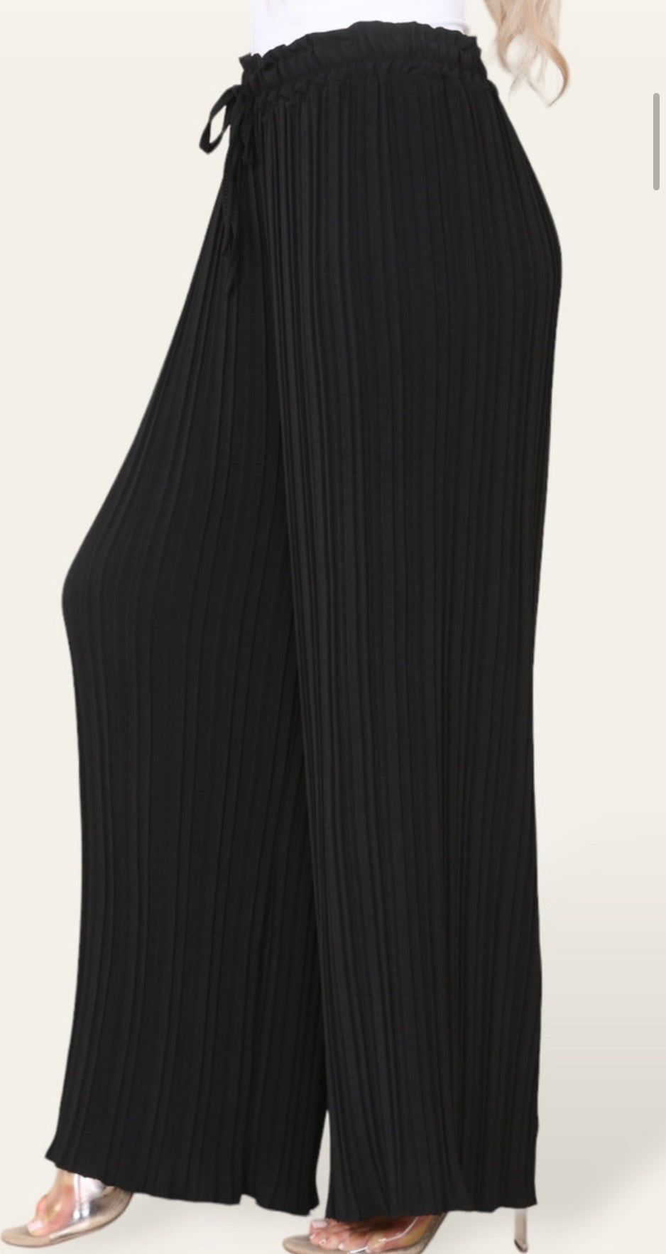Pleated stretch trousers