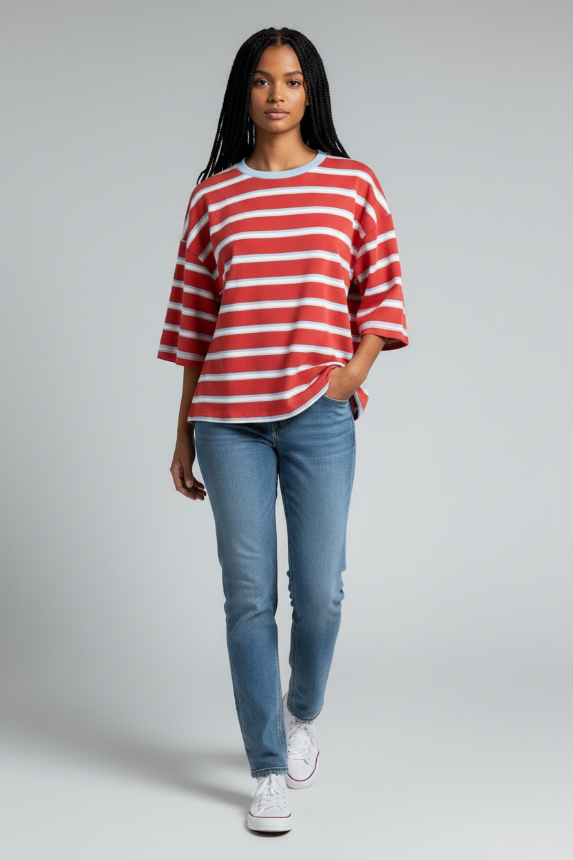 Two tone stripe tie back top