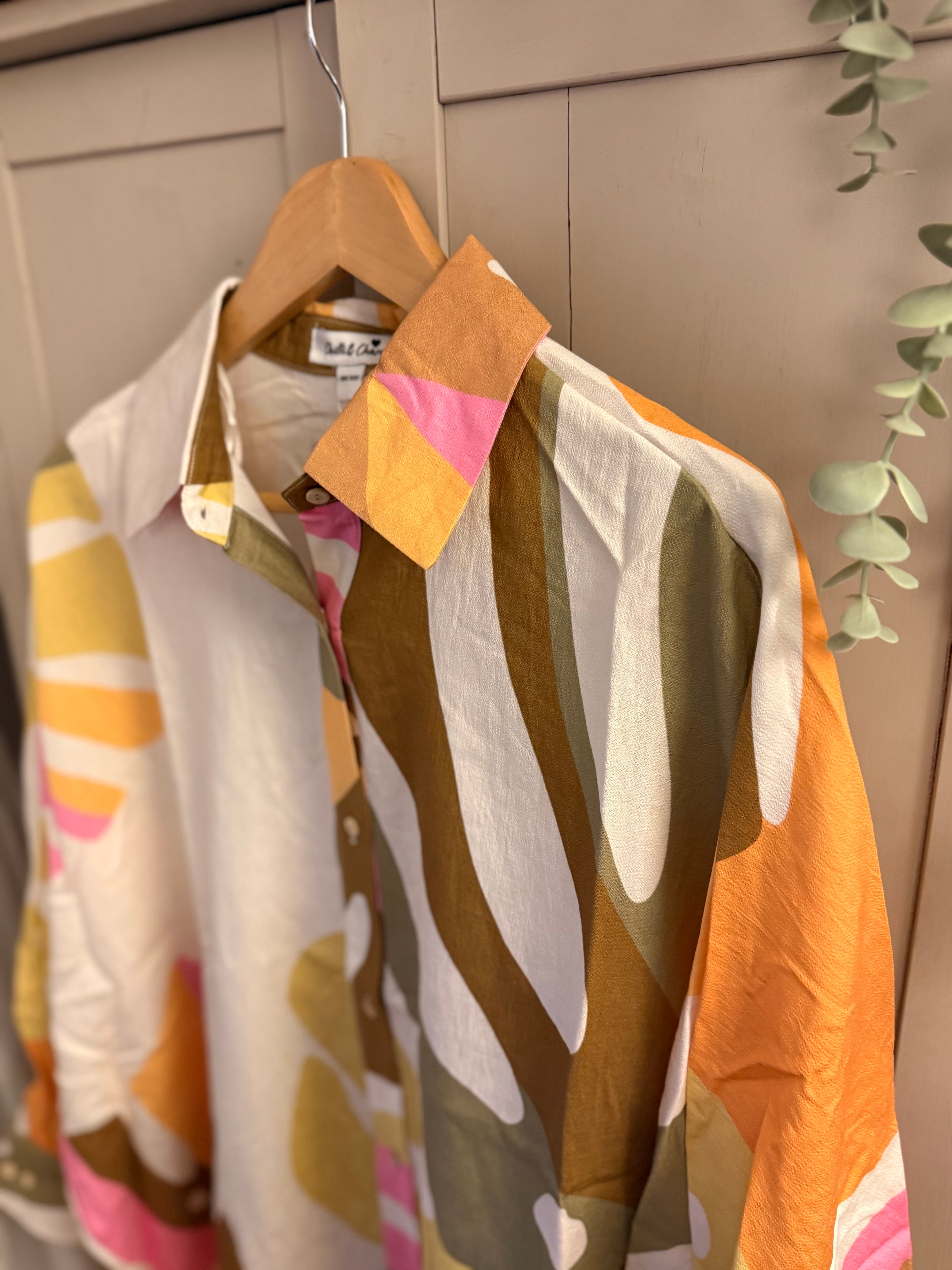 Oversized bright print shirt