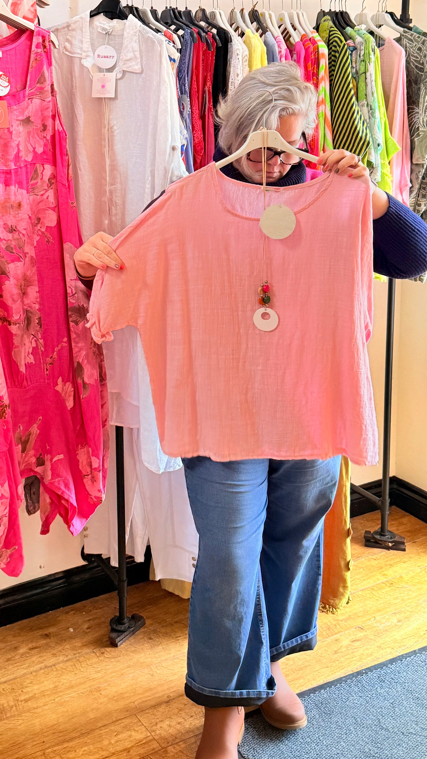 Pink linen top